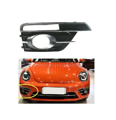 Grila bara VW Beetle (5c1), 2017-, Fata, partea Dreapta, cromat/negru; cu gaura pentru lampa de ceata, Aftermarket foto