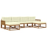 vidaXL Set de canapele de exterior cu pernă 6 pcs Natural și Crem 3382788