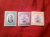Serie mica Grenada colonie britanica 1951 Rege George VI , 3 valori