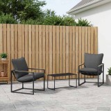 vidaXL Set de canapele pentru grădină 3 pcs Negru și antracit Oțel 42025094
