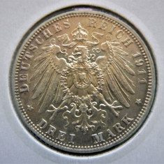 3 MARK 1911 - GERMANIA - REGATUL BAVARIEI - Luitpold (Argint) - (250)