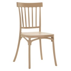 Scaun stivuibil plastic maro Sazen 45x47x87 cm