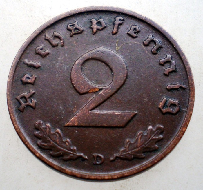 2.828 GERMANIA 2 REICHSPFENNIG 1938 D