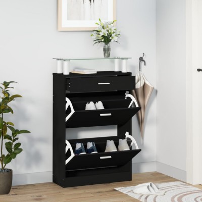 Gossi pantofar, negru, 63x24x104 cm, lemn prelucrat foto