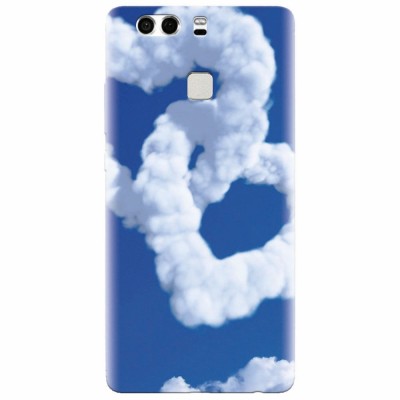 Husa silicon pentru Huawei P9 Plus, Heart Shaped Clouds Blue Sky foto