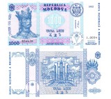 Bancnota Moldova 1000 Lei, 1992-2003, P-18, UNC, Colectie