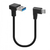 Cablu USB 3.2-A la USB type C T-T unghi/unghi 90 grade 0.2m Negru, kur31-45