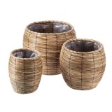 Cumpara ieftin Set 3 ghivece flori fibre naturale maro 18,5 x 14,5 cm, 25 x 23 cm, 32 x 31 cm