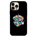 Husa compatibila cu Apple iPhone 14 Pro Max model Rubik&amp;#039;s Cube 3D, Silicon, TPU, Viceversa, Transparent, Carcasa