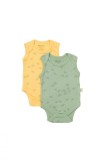 Cumpara ieftin Set 2 body-uri fara maneci Printed, BabyCosy, 50% modal+50% bumbac, Lamaie/Verde (Marime: 3-6 Luni)