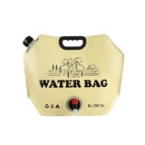 Sac Apa Pliabil 8L Camping Drumetii Bej - Recipient Portabil Reutilizabil, Polietilena, Gura Larga, Capac Etans