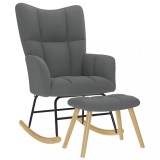 vidaXL Scaun balansoar cu taburet, gri &icirc;nchis, textil