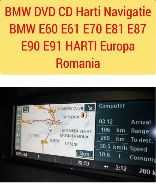 BMW DVD CD Harti Navigatie BMW E60 E61 E81 E87 E90 E91 BMW GPS HARTI Europa + Romania 2023