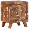 Noptiera Gossi lemn masiv reciclat 40x32x46 cm gri/negru/maro. Stil rustic cu usa depozitare. Mobila dormitor vintage