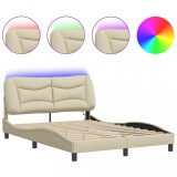 Cumpara ieftin Cadru de pat cu LED fara saltea Hvar crema 140x200 cm tesatura