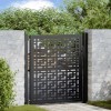 Poartă de grădină neagră 105x106 cm Design &icirc;n cruce de oțel