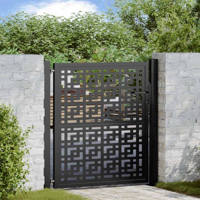 Poartă de grădină neagră 105x106 cm Design &icirc;n cruce de oțel