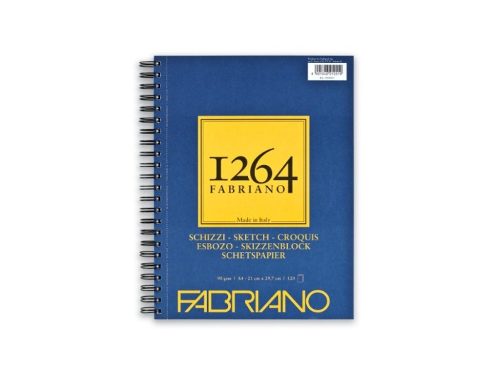 Bloc desen 1264 Schizzi, A4, 90gr, 120 file, cu spirala pe lungime Fabriano