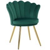 HOMCOM Fotoliu coquillage scaun coafură fotoliu din catifea pentru salon camera de zi și sufragerie verde | Aosom Romania
