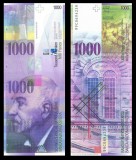 ELVETIA █ bancnota █ 1000 Franken █ 1999 █ P-74b █ UNC █ necirculata