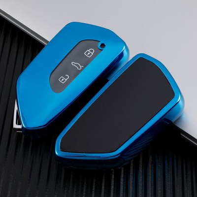 Husa Cheie Auto VW Golf 8 SmartKey TPU+PC Albastra foto