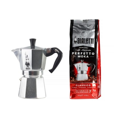 Set Espressor Bialetti 6 cesti + cafea macinata Classico 250gr foto