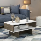 Couchtisch Mj&ouml;lby 36.4x80x45 cm Wei&szlig; / Walnuss [en.casa] HausGarden Leisure