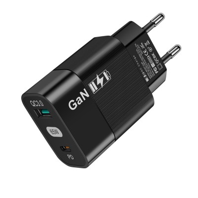 Techsuit - Wall Charger (CHPD131) - GaN, USB, Type-C, Fast Charge, 65W - Black foto