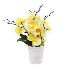 Ghiveci Cu Flori Artificiale, Orchid, Galben, 28cm ComfortTravel Luggage foto