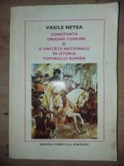 Constiinta originii comune si a unitatii nationale in istoria poporului roman- Vasile Netea