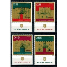 Israel 1972 - Ziua independentei, cladiri, serie neuzata cu tab