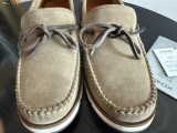 Mocasini barbati din piele intoarsa naturala bej, cu siret, nr 42, noi