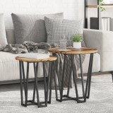 vidaXL Set de 2 mese laterale, aspect lemn rustic, metal