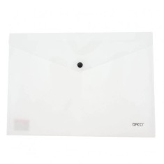 Mapa Plic Plastic A4 DACO, Inchidere cu Capsa, 200 MIC, Alba, Mape din Plastic, Mapa cu Capsa, Mape Scolari, Mape pentru Acte, Mape Arhivare Documente foto