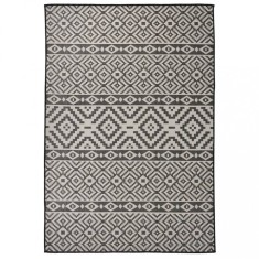 vidaXL Covor de exterior, dungi negre, 160x230 cm, țesătură plată