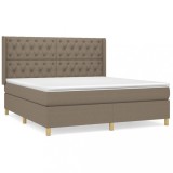 Cumpara ieftin Pat box spring cu saltea, gri taupe, 160x200 cm material textil