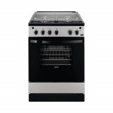 Aragaz pe gaz Zanussi ZCG612K1SA, Rotisor, Grill, Autocuratare catalitica, 4 arzatoare, Clasa A, Argintiu