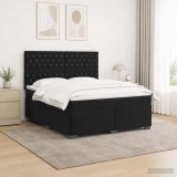Cumpara ieftin Pat boxspring cu saltea cu benzi LED Negru 160 x 200 cm Catifea