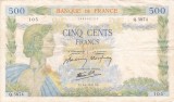 FRANTA 500 francs 9-4-1942 VF-/VF!!!