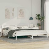 Cumpara ieftin Cadru de pat cu headboard Alb 200 x 200 cm Lemn de pin masiv