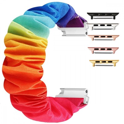 Curea textila elastica, compatibila Apple Watch 10, 42mm, Scrunchies 4 foto