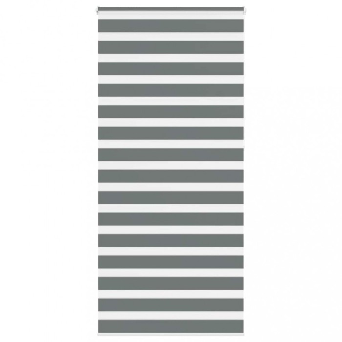 Jaluzea tip zebra gri &icirc;nchis lățime țesătură 100,9 cm poliester