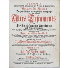 ALTES TESTAMENT IN TABELLEN , ERKLARUNGEN ....RUCKANWENDUNGEN , ERSTER TEIL - DIE FUNF BUCHER MOSIS von JOHANN BERNHARD HASSELS ( VECHIUL TESTAMENT