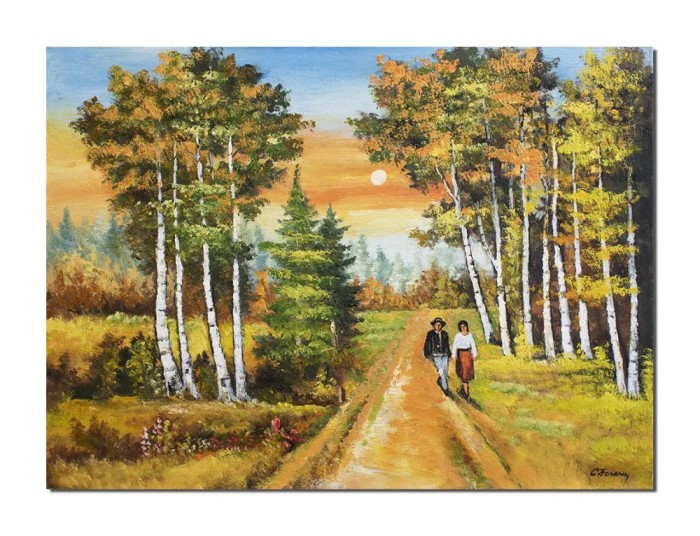 Tablou pictat manual, Impreuna pentru totdeauna, 80x60cm ulei pe panza, Constantin Feraru