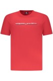 Norway Tricou barbati cu imprimeu cu logo si decolteu la baza gatului, Rosu