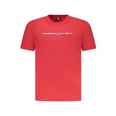 Norway Tricou barbati cu imprimeu cu logo si decolteu la baza gatului, Rosu