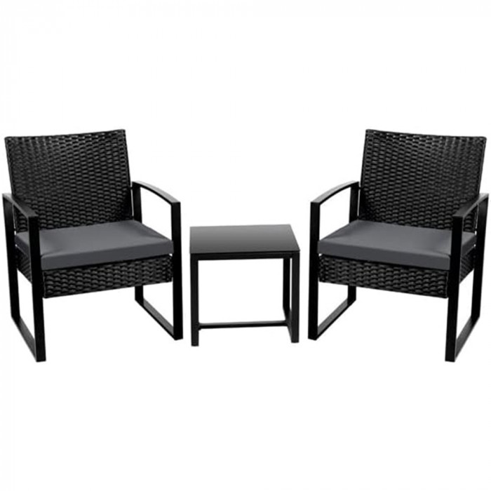 Set mobilier de exterior pentru 2 persoane cu masuta de cafea