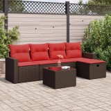 VidaXL Set canapele de grădină cu perne, 6 piese, maro, poliratan