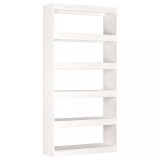 Biblioteca/Separator camera, alb, 80x30x167,4 cm lemn masiv pin