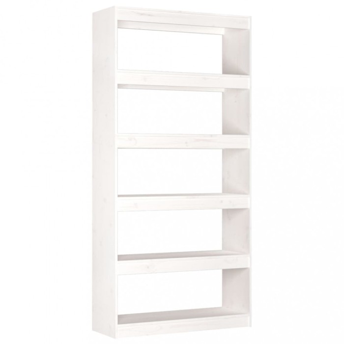 Biblioteca/Separator camera, alb, 80x30x167,4 cm lemn masiv pin